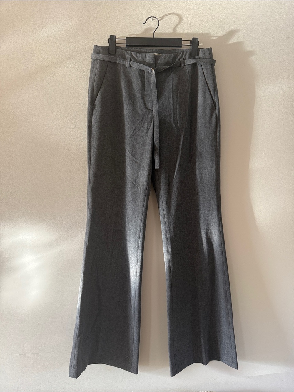 Abercrombie & Fitch | 28 Long Charcoal Gray High-Rise Wide Leg Pants with Belt